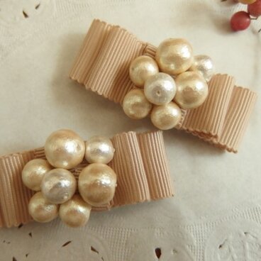 コットンパールのつぶつぶリボンシューズクリップ