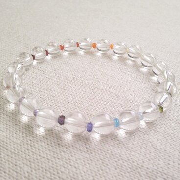 〜一点物〜レインボのようなジルコニア〜水晶のブレスレット〜