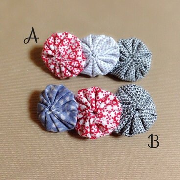 ヨーヨーキルトのバレッタ