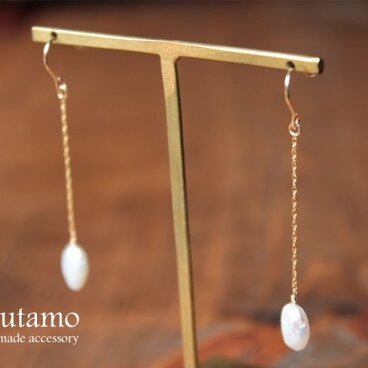 【再販】淡水パールのひとつぶピアス(14kgf)