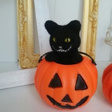 50%off！羊毛♪にんまり黒猫