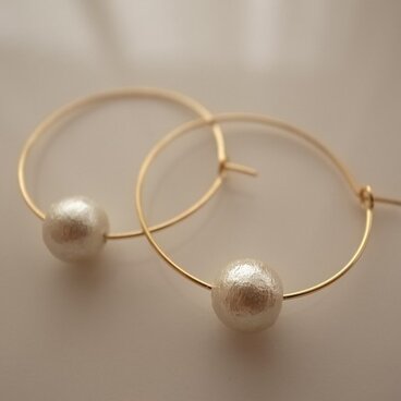 ＊再販＊ cotton pearl hoop earrings