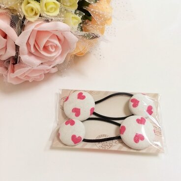 まんまるヘアゴム　ラメハートA　２つセット