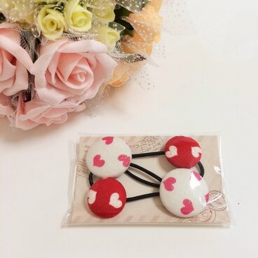 まんまるヘアゴム　ラメハートB　２つセット