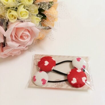 まんまるヘアゴム　ラメハートC　２つセット