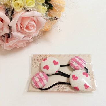 まんまるヘアゴム　ラメハートD　２つセット