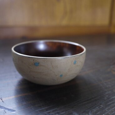 コロン小鉢　白うるしに水玉