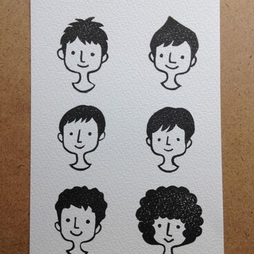 ＊男の子シリーズ＊　手彫りはんこ　ポストカード