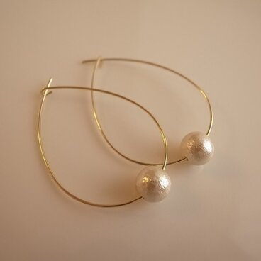 cotton pearl hoop earrings