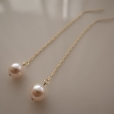 rose pearl chain earrings
