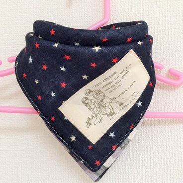 ８重ガーゼのふんわり4wayバンダナスタイ　スター×ナチュラル