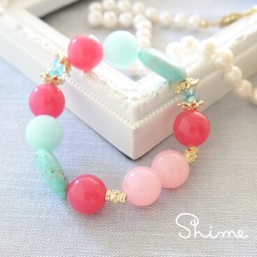 パワーストーンブレスレット(vivid pink)