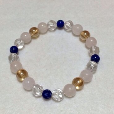 ラピスラズリ・シャンパンオーラ・ローズクォーツ ブレスレット