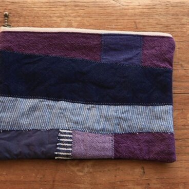 M様専用　外ポケット付き配色ポーチ　パープル　　