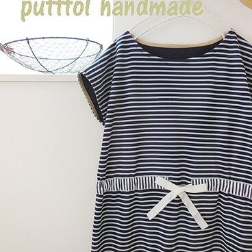 受注生産☆ボーダーポンチのカットソー　リボンワンピース