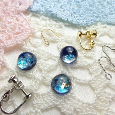きらめく天の川のピアスorイヤリング（金具、色など選択可能！）