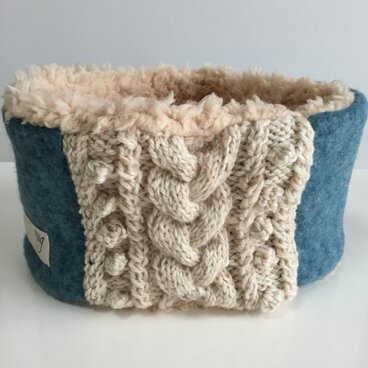 アラン模様のネックウォーマー*ターコイズ*