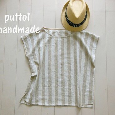 [むらさと様オーダー品]リネンのストライプ♪プルオーバーシャツ
