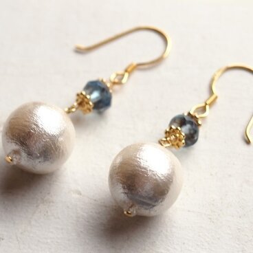 【ご予約品】コットンパールとフローライトのピアス