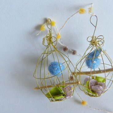 しあわせの青い鳥　ぷっくりかご　ゴールド