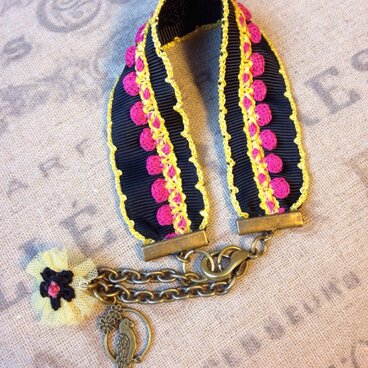 犬 リボンネックレス ブラックボンボン