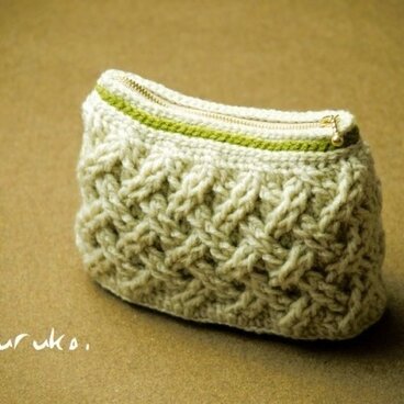 アラン模様の毛糸ポーチ【送料無料】