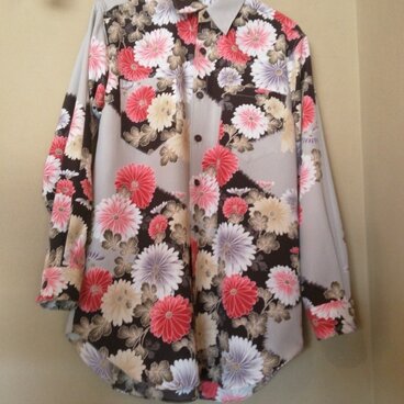 着物リメイクメンズシャツ