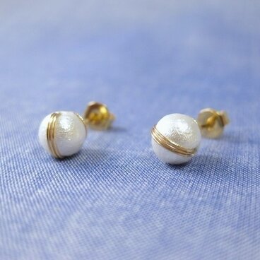 コットンパールポストピアス No.673