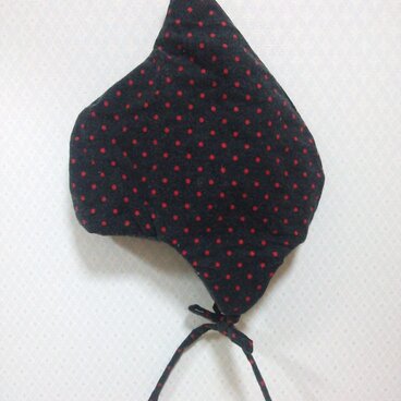 (受注製作)こびと帽*耳あて付きどんぐり帽*ブラック[ベビー]