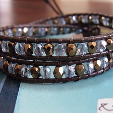 レザーブレスレット☆Brown+Blue