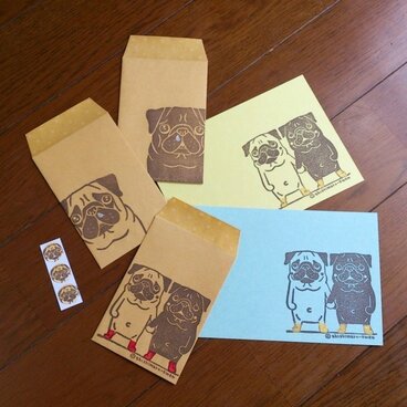 パグ★ぽち袋＆ポストカードSET