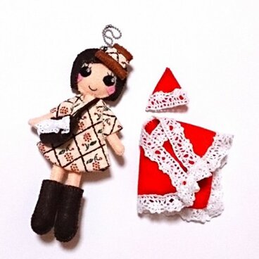 着せ替えﾌｪﾙﾄ人形根付NO.32(クリスマスｾｯﾄ)