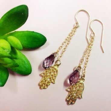 ゴールドハムサ スワロフスキーピアス　