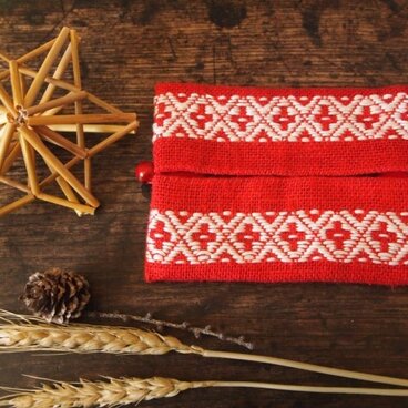 こぎん刺しティッシュケース赤－２