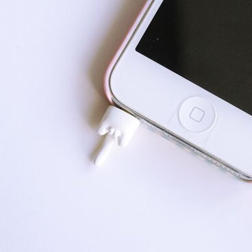 ネコ下半身イヤホンジャック　【白】