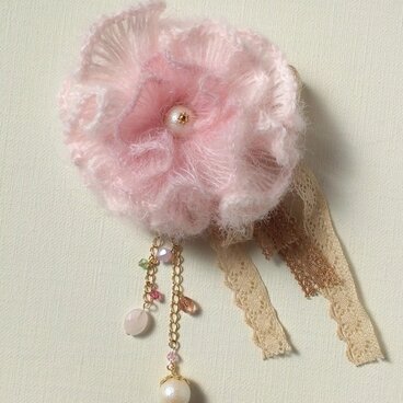 わたがしコサージュ　薄桜