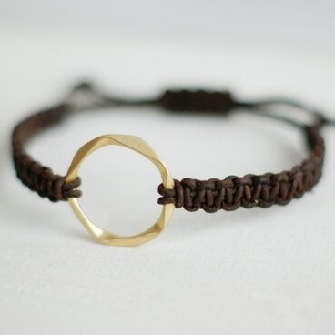 レザーブレスレット*brown×gold