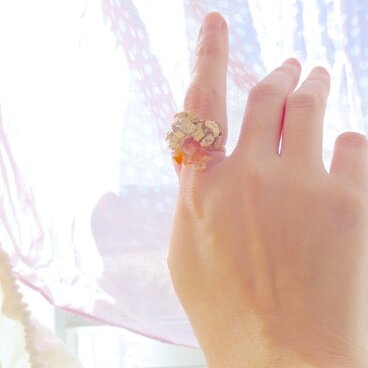 【再販売】カーネリアン×ヒノキの実 リング