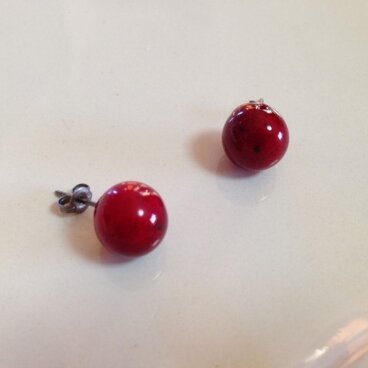 サンキライの赤いピアス