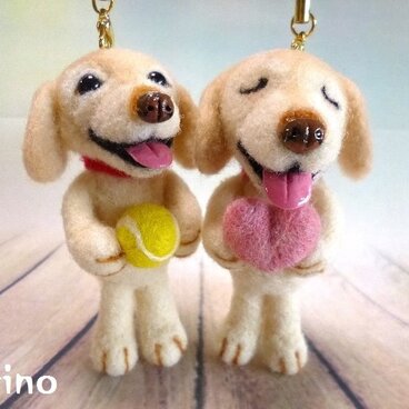 ■羊毛フェルトラブラドールちゃんマスコット２体 Ｍさまご予約品■