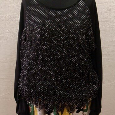 シフォンドットフリンジ切替カットソー