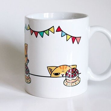 受注生産!! 猫マグカップ『はぴば』