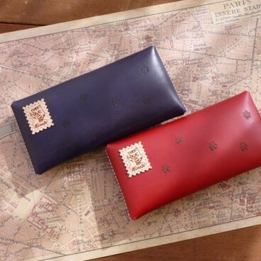 【n様専用】本革 封筒型ペンケース2点セット （赤・紺）