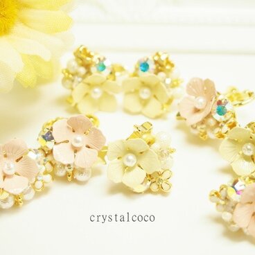 春！『秘密の花園』イヤリング　パール・ビジュー