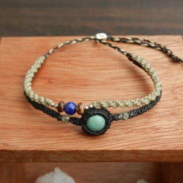 天然石ターコイズ　ブレスレット　アンクレット