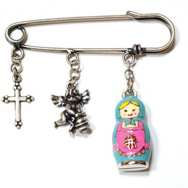 小さなマトリョーシカとエンジェルとクロスのバッグ・チャーム
