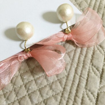 シフォンリボンイヤリング