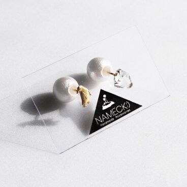 ペンギンと氷のピアス　コットンパールキャッチ