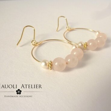 ローズクオーツのピアス