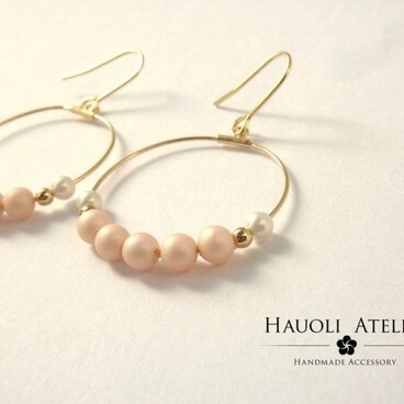 【再販】ピンクケシパールのノンホールピアス（イヤリング）